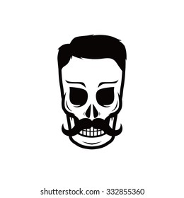 hipster skull with mustache