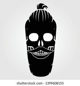 Hipster skull with mustache and bread. Vector illustration.