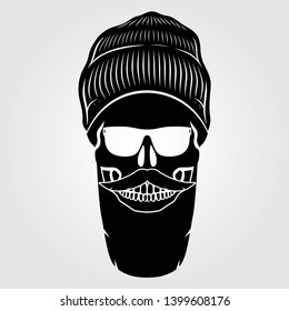 Hipster Skull Mustache Bread Vector Illustration Stock Vector (Royalty ...