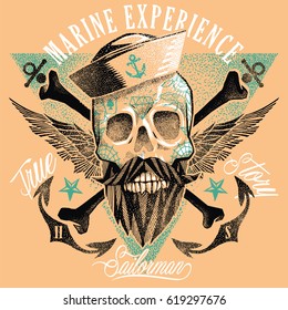 Hipster skull sailor