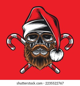 vector hipster cráneo santa claus