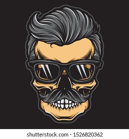 hipster skull with sunglasses vector