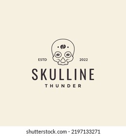 hipster skull with thunder bolt logo