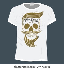 hipster Skull, Skull t-shirt design template
