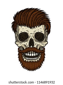 Hipster skull.  Vector skull.