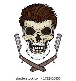 Calavera hipster.  Calavera vectorial. Calavera de caricatura. Logo del cráneo.