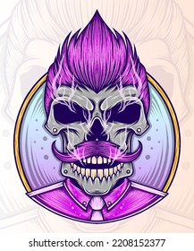 Hipster Skull Vector. Premium vector