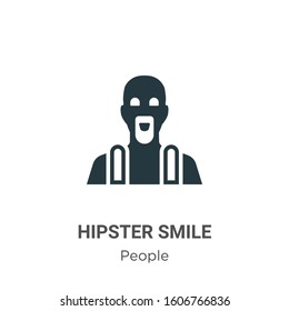 Hipster smile glyph icon vector on white background. Flat vector hipster smile icon symbol sign from modern people collection for mobile concept and web apps design.