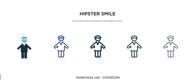 hipster smile icon in different style vector illustration. two colored and black hipster smile vector icons designed in filled, outline, line and stroke style can be used for web, mobile, ui