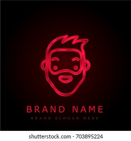 Hipster Smiling red chromium metallic logo