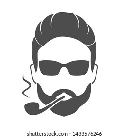 Hipster smoking tobacco pipe. Vector illustration.