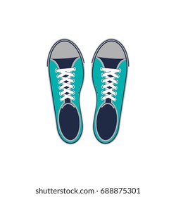 Hipster sneakers isolated vector icon. Outdoor sport activity, modern casual shoes illustration.