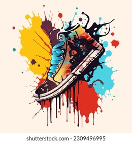 Las zapatillas de hipster son de estilo retro. Versiones en color y grafiti.