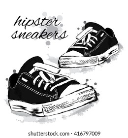 Hipster sneakers vector. Vector illustration.