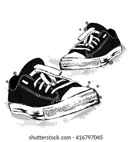 Hipster sneakers vector. Vector illustration.