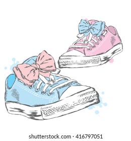 Hipster sneakers vector. Vector illustration.