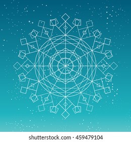 Hipster Snowflake. Line art. Sacred geometry.