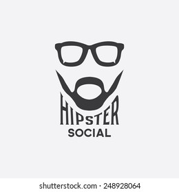 hipster social concept vector design template