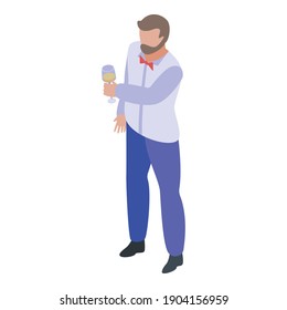 Hipster sommelier icon. Isometric of hipster sommelier vector icon for web design isolated on white background