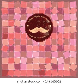 Hipster square pattern background with a retro label