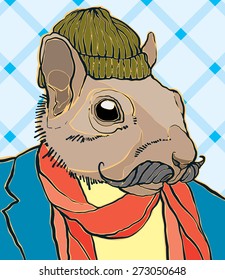 hipster squirrel vector illustration