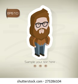 Hipster sticker design on old background,vector