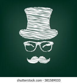 Hipster style accessories design. Flat style icon with chalk effect