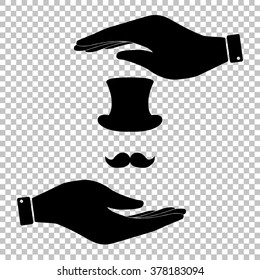Hipster style accessories design. Save or protect symbol by hands.