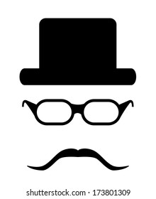 Hipster style accessories vector design. Isolated easy to edit hipster set with glasses, hat and mustache. 