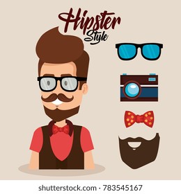 hipster style avatar with accessories