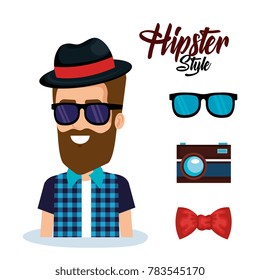 hipster style avatar with accessories