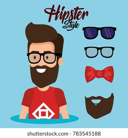 hipster style avatar with accessories