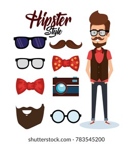 hipster style avatar with accessories
