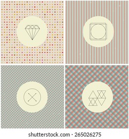 Hipster style, hipster background with line emblems.