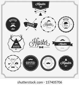 Hipster style badges set