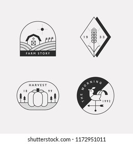 Hipster style black monotone brand logo type. flat design style vector graphic illustration set