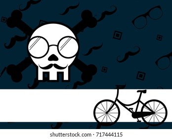 hipster style cartoon skull background in vector format very easy to edit 