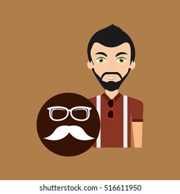 hipster style character glasses and fashion mustache vector illustration eps 10
