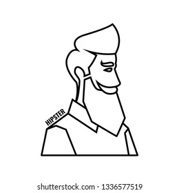 Hipster style concept. Bearded man side-view. Vector illustration.