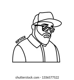 Hipster style concept. Bearded man side-view. Vector illustration.