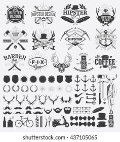 Hipster style design elements and vintage labels