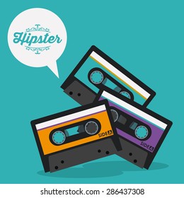 Hipster style design over blue background, vector illustration