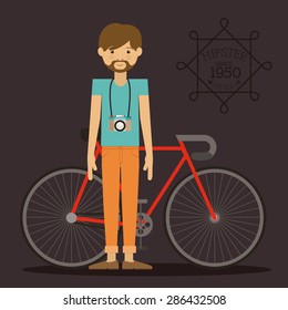 Hipster style design over grey background, vector illustration