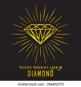 Hipster Style Of Diamond Shape On Star Light With Quote 