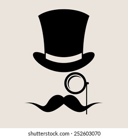 Hipster style element, glasses ,Hat and mustaches.Illustration eps10