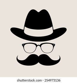 Hipster style element, glasses ,Hat and mustaches.Illustration eps10