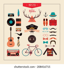 Hipster style elements A collection of vintage elements design