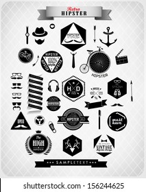 Hipster style elements, icons and labels can be used for  retro vintage  website, info-graphics, banner