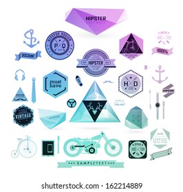 Hipster style elements, icons and labels can be used for  retro vintage  website, info-graphics, banner