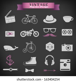 Hipster style elements, icons and labels can be used for  retro vintage  website